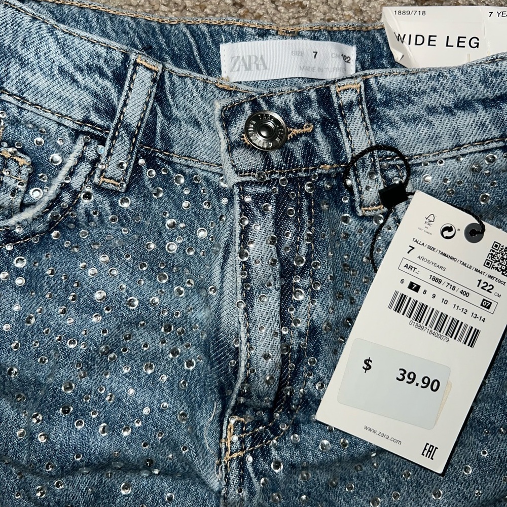 Zara Girls Rhinestone Bootcut Jeans